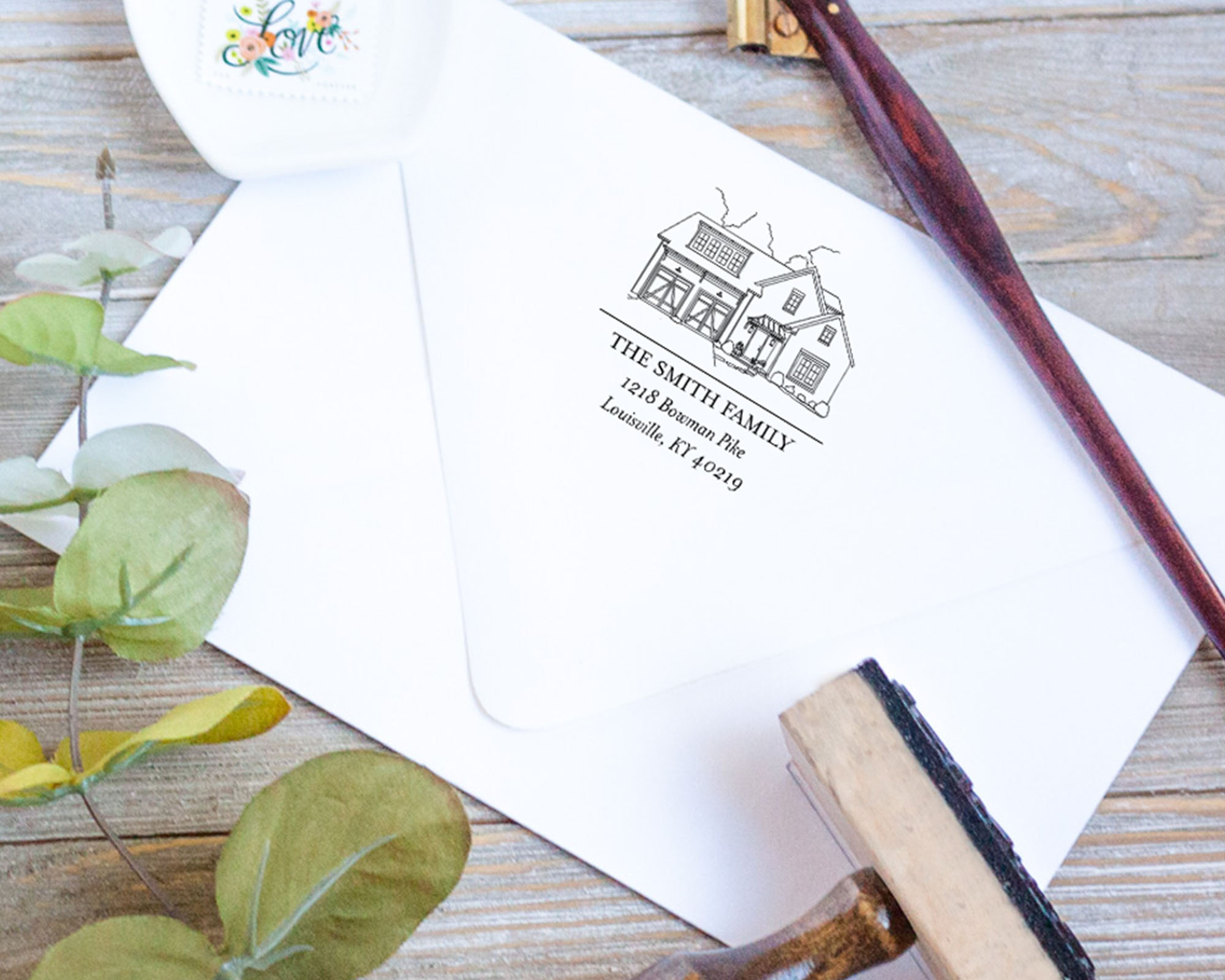 Personalized Self-Inking Return Address Stamp, Hand-Drawn Botanicals With  Initials Address Stamps by The Homebody Society