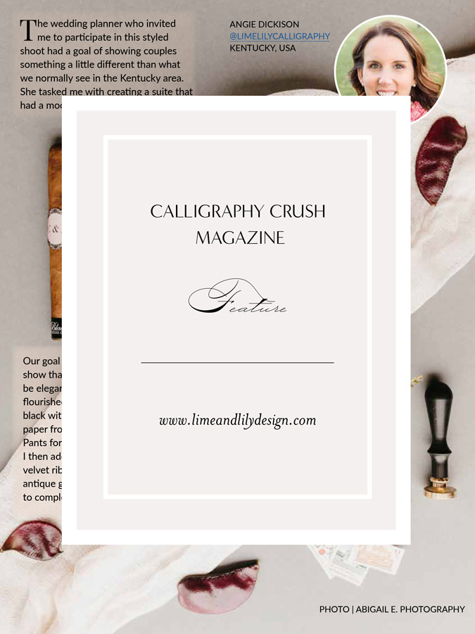 Calligraphy Crush Magazine Feature Blog Post