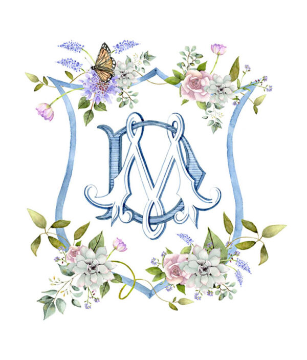 WATERCOLOR FLORAL CREST (includes monogram)