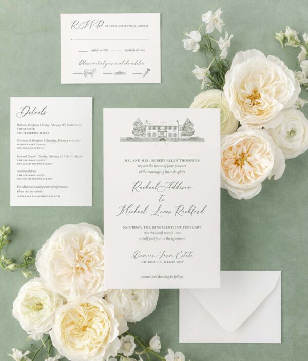 Venue Drawing Semi-Custom Wedding Invitation Suite