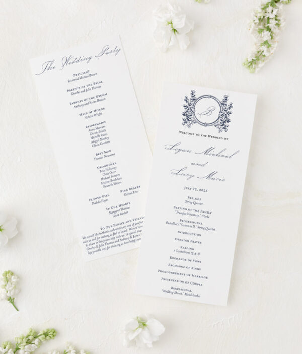 ROUND FLORAL CREST WEDDING PROGRAMS