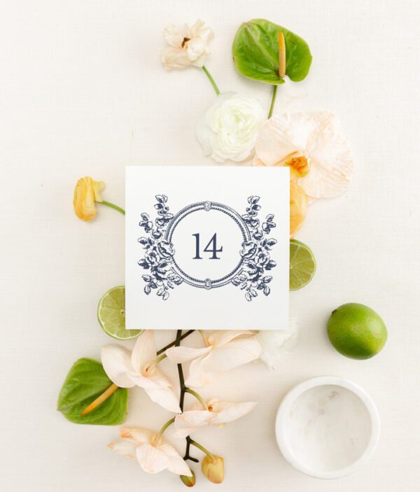 ROUND FLORAL CREST TABLE NUMBERS